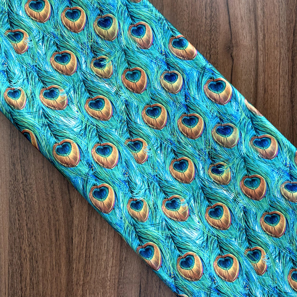 Royal Peacock Japan Satin Digital Print Fabric