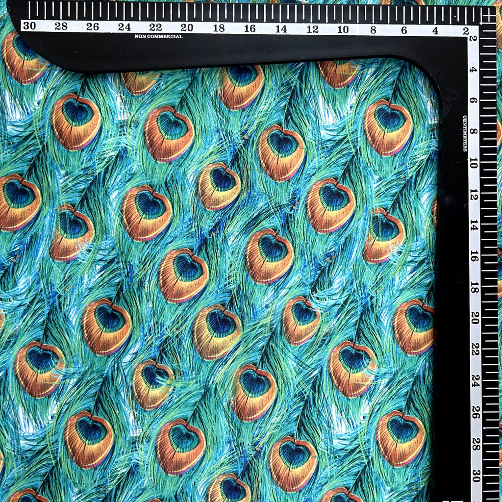 Royal Peacock Japan Satin Digital Print Fabric
